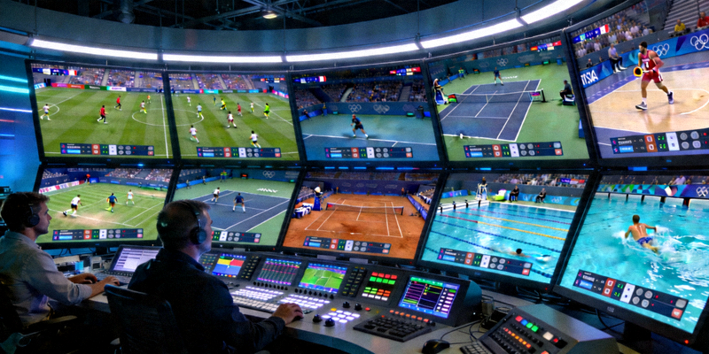 多屏显示不同体育赛事直播画面的控制中心